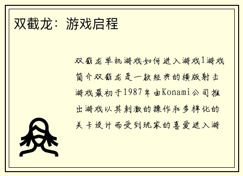 双截龙：游戏启程