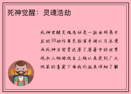 死神觉醒：灵魂浩劫